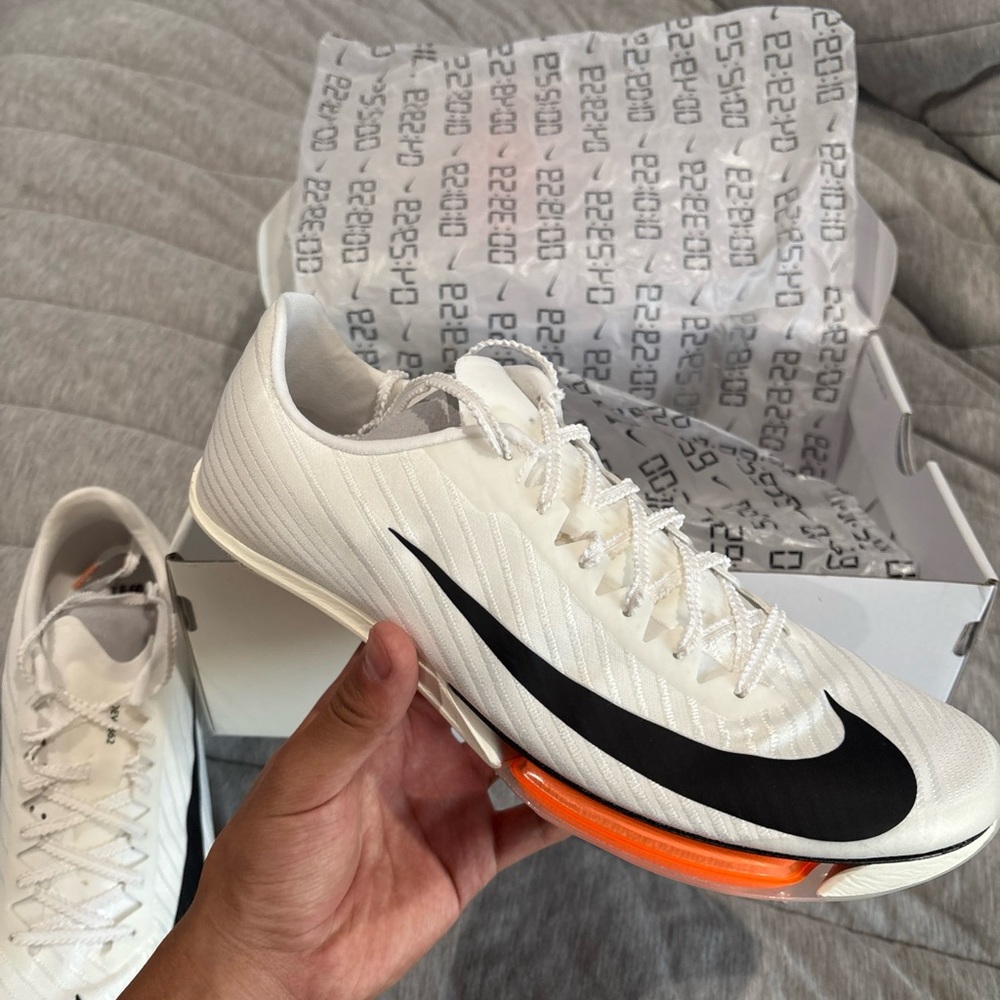 Nike White and Black Track spikes